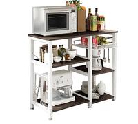 SogesHome Scaffale da Cucina, 3 +4 Supporto per Forno a Microonde con Ripiani, Mobile Cucina salvaspazio con cesti in Filo Metallico, 90 * 40 * 83 cm, Nero W5S-BK-Sh