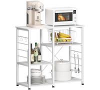 SogesHome Scaffale da cucina a 4 ripiani, supporto per forno a microonde, scaffale per organizzare la cucina, postazione snack per soggiorno, cucina, ristorante, camera da letto, bianco