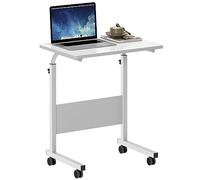 SogesHome Schrebitisch Steh Stand Tavolo Tavolo da Computer Tavolo per Computer Portatile Tavolo con Ruote per Letto Divano Ospedale Infermieristica Lettura Cibo, 60 x 40 cm, Bianco
