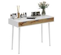 SogesHome Scrivania 110 cm Tavolo Semplic da Toeletta con 3 Cassetti Studio Luoghi di Lavoro Bianco
