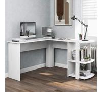 SogesHome Scrivania a forma di L, grande tavolo da lavoro, 140 x 140 x 75 cm, per casa, ufficio, ufficio, studio, scrivanie e postazioni di lavoro, scrivania angolare con 2 ripiani