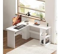 SogesHome Scrivania Angolare grande con 2 Ripiani Scrivania per Computer a Forma L Tavolo PC Robusto Postazione di Lavoro per Casa Ufficio Studio,130 cm x 136 cm