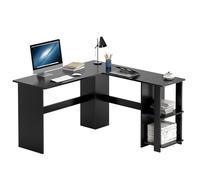 SogesHome Scrivania Angolare grande con 2 Ripiani Scrivania per Computer a Forma L Tavolo PC Robusto Postazione di Lavoro per Casa Ufficio Studio,130 cm x 136 cm