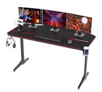 SogesHome Scrivania Gaming 140 * 60 cm,Scrivania Da Gioco, Grande Scrivania Gaming Desk per Laptop PC,Tavolo Gioco con Tappetino Per Mouse,Computer Gamer PRO Tavoli Ergonomico, ST-140BK-SH