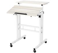 SogesHome Scrivania per Computer,Tavolo da Studio Regolabile,Tavolo da Lavoro in Acciaio Legno, per Ufficio Camera da Letto,60 * (30 + 30) cm,Acero Bianco,SH-ZS-101-MP
