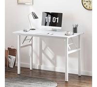 SogesHome Scrivania per Computer, Tavolo Pieghevole, Studio Ufficio Postazioni,Legno e Metallo,Tavolo per Studio,100 x 60 x 75 cm,Bianco, AC5DW-100-SH