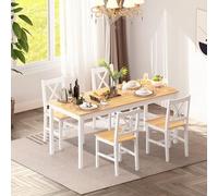 SogesHome Set da Pranzo con 1 Tavolo 4 Sedie in Legno MDF Design Semplice Set di mobili per la sala da pranzo Gruppo di Sedute Paul Tavolo da Pranzo Tavolo da pranzo