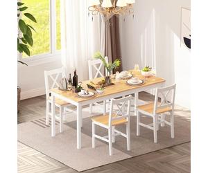 SogesHome Set da Pranzo con 1 Tavolo 4 Sedie in Legno MDF Design Semplice Set di mobili per la sala da pranzo Gruppo di Sedute Paul Tavolo da Pranzo Tavolo da pranzo