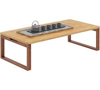 SogesHome Tavolino da caffè in bambù pieghevole, basso Zen, tavolo da tè da pavimento, tavolo tatami, in stile retrò, per soggiorno, camera da letto, gambe pieghevoli con coni