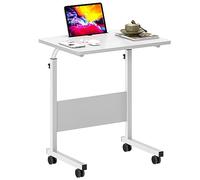 SogesHome Tavolo per computer portatile, 60 x 40 cm, regolabile in altezza, scrivania piccola su ruote, scrivania con scanalatura