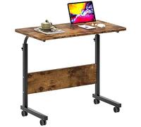 SogesHome Tavolo per computer portatile, 80 x 40 cm, regolabile in altezza, scrivania piccola su ruote, scrivania con scanalatura