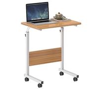 SogesHome Tavolo per computer portatile regolabile in altezza con ruote, tavolino portatile per divano, letto o ufficio, piccola scrivania per casa, ufficio, lavoro seduti e in piedi, 60 x 40 x 71 cm