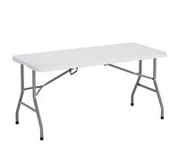 SogesHome Tavolo Pieghevole da Giardino Bianco perfetto come Tavolo da Campeggio, Tavolino Esterni Richiudibile a Valigetta con Maniglia,152 x 71 cm, HP-152CZ-SH-01