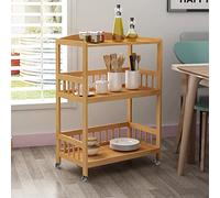 SogesHome Trolley 3 Tiers Carrello Cucina Credenza in bambù Carrello con Ruote, portaoggetti Mobile, Carrello portaoggetti da Cucina, KS-ZC-05