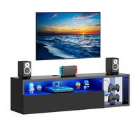 SogesPower Consolle per TV a LED montata a parete con illuminazione, supporto per TV a LED, con supporto, per soggiorno e camera da letto, colore nero, 100 x 28,5 x 30 cm