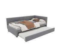 SogesPower Divano letto moderno 90x200cm grigio in velluto morbido, Sistema estraibile salvaspazio con design minimalista per letto singolo