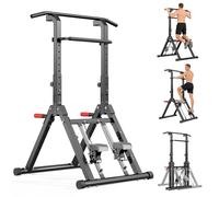 SogesPower Kraftturm Power Tower con stepper integrato, stazione pull-up e dip regolabile, supporto pieghevole per trazioni per allenamento a tutto il corpo, dispositivo fitness compatto per