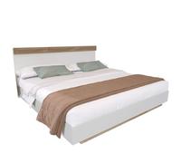 SogesPower Letto matrimoniale sospeso con robusta rete a doghe e telaio di sicurezza, facile installazione in rovere Sonoma/bianco, circolazione dell'aria per la durata del materasso, 180 x 200 cm