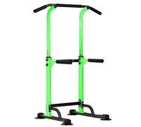 SogesPower Power Tower Dip Station Barra per trazioni per palestra a casa, altezza regolabile, attrezzatura per allenamento di forza, stazione per trazioni, verde