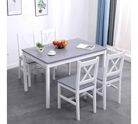 SogesPower Set da Pranzo per 4 Persone, Tavolo da Pranzo con 4 Sedie, Tavolo da Cucina in Legno, Tavolo da Pranzo e Sedie, Set di Mobili Salvaspazio per Cucina e Soggiorno, Grigio/Bianco
