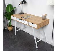 SogesPower SPGC-BG1019 - Scrivania da 47 pollici con 2 cassetti, per scrivania da ufficio, scrivania da scrittura, colore: bianco