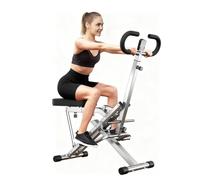 SogesPower Squat Trainer Squat Machine - Cyclette per addominali e gambe, per muscoli delle gambe e del tronco con seduta regolabile (0-12 cm), colore nero/argento.