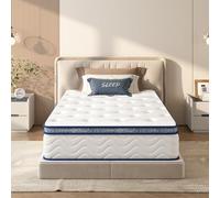 SogesSleep Materasso doppio, 25,4 cm, ibrido in una scatola con gel memory foam, materasso medio rigido per alleviare la pressione, forte supporto dei bordi, tessuto a nido d'ape, motivo ondulato