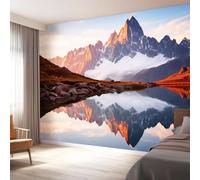 Soggiorno Carta da Parati Murale 150 x 105 cm, Bellezza Naturale Montagne Innevate Vette Carta da Parati per Parete TV Camera da Letto Decorare, Grigio Decorazione Murale Fotomurale