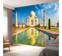 Soggiorno Carta da Parati Murale 200 x 140 cm, Tradizionale Cultura Indiana Architettura Carta da Parati per Parete TV Camera da Letto Decorare, Blu Decorazione Murale Fotomurale