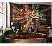 Soggiorno Foto Parati Città Luci 368x248 CM Fusion Effetto Marrone Rosso Decor