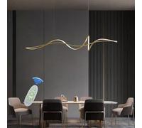 Soggiorno Lampada a sospensione LED Dimmerabile Lampadario Tavolo da pranzo Cucina Lampadari Moderna Spirale Regolabile in altezza per Ufficio Corridoio Studio Lampada da soffitto (Oro, L120cm)