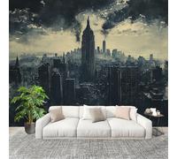 Soggiorno Murale Adesivi da Parete 200x140cm Dipinto A Inchiostro Città Moderna Effetto 3D Murales Carta da Parati in Tessuto non Tessuto Nero Poster Design per Sala Giochi Corridoio Lounge Pareti