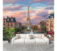 Soggiorno Murale Adesivi da Parete 200x140cm Torre Eiffel Romantica Effetto 3D Murales Carta da Parati in Tessuto non Tessuto Multicolore Poster Design per Sala Giochi Corridoio Lounge Pareti