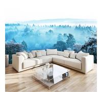 Soggiorno Murale Adesivi da Parete 250 x 175 cm, Sognante Nebbia Foresta Piante Murales Carta da Parati in Tessuto non Tessuto, Albicocca Blu Poster Design per Sala Giochi Corridoio Lounge Pareti