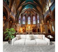 Soggiorno Murale Adesivi da Parete 250x175cm Architettura Della Chiesa Effetto 3D Murales Carta da Parati in Tessuto non Tessuto Multicolore Poster Design per Sala Giochi Corridoio Lounge Pareti