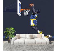 Soggiorno Murale Adesivi da Parete 250x175cm Tema Di Basket Per Atleti Effetto 3D Murales Carta da Parati in Tessuto non Tessuto Buio Poster Design per Sala Giochi Corridoio Lounge Pareti