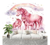 Soggiorno Murale Adesivi da Parete 250x175cm Unicorno Animale Fantastico Effetto 3D Murales Carta da Parati in Tessuto non Tessuto Bianco Poster Design per Sala Giochi Corridoio Lounge Pareti