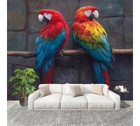 Soggiorno Murale Adesivi da Parete 300x210cm Modello Di Pappagallo Animale Effetto 3D Murales Carta da Parati in Tessuto non Tessuto Buio Poster Design per Sala Giochi Corridoio Lounge Pareti