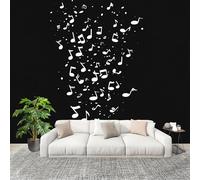 Soggiorno Murale Adesivi da Parete 350x256cm Silhouette Di Note Musicali Che Cadono Effetto 3D Murales Carta da Parati in Tessuto non Tessuto Nero Poster Design per Sala Giochi Corridoio Lounge Pareti