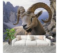 Soggiorno Muralo 300x210cm Animali Della Valle Capre Fotomurali Non Tessuto Decorazione Arte Murale Moderna Marrone per Casa Ufficio Sala da Pranzo e Cucina Ristorante