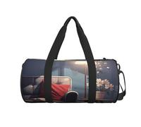 Soggiorno Piano Piano Stampa Duffle Bag Carino Weekender Bag Grande Pernottamento Bag Carry on Gym Bag per viaggi di lavoro, Nero , Taglia unica