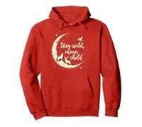 Soggiorno Wild Moon Bambino Mistico Cielo Notturno Felpa con Cappuccio, Unisex per Adulti, Rosso, L