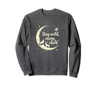 Soggiorno Wild Moon Bambino Mistico Cielo Notturno Felpa, Unisex per Adulti, Grigio Scuro, S