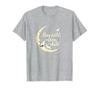 Soggiorno Wild Moon Bambino Mistico Cielo Notturno Maglietta, Uomo, Grigio Melange, XL