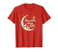 Soggiorno Wild Moon Bambino Mistico Cielo Notturno Maglietta, Uomo, Rosso, M