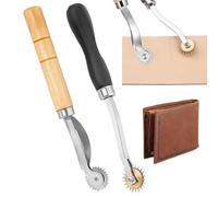 SOGHO 2 cartamodelli, rotella per fotocopiatrice, strumento per cucire, rotella con manico in legno, dentata, con manico in legno, per sartoria, punto croce, cucito, pelle, carta