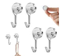 SOGHO 4 ganci magnetici extra forti, 16 mm, gancio magnetico al neodimio, 13,6 kg + traino, altalena girevole al neodimio, gancio magnetico, per cucina, armadietti, camera da letto, ufficio