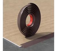 Soglia di Dislivello Pavimento Autoadesiva, 100 200 300cm Profilo di Transizione in PVC per Dislivelli fino a 10mm, Striscia di Copertura per Giunzioni e Tappeti(Dark Brown,12mm x 1m/3.3ft)