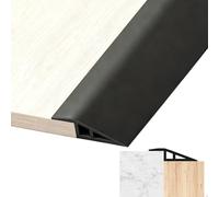 Soglia di Dislivello Pavimento in PVC, 5Cm x 1M Profilo di Transizione Pavimento Autoadesiva per Dislivello di 5-10mm, Impermeabile Profilo di Raccordo per Pavimenti Parquet Laminato (Nero).
