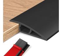 Soglia di Dislivello Pavimento in PVC, Profilo di Transizione Pavimento per Dislivello di, Pavimento Bordo Autoadesivo (Nero, 10~15mm(H),1M(L))
